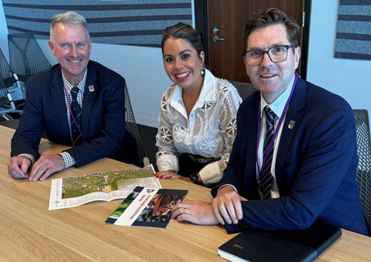 RASQ CEO Damon Phillips (left) and Mayor McDonald meeting Queensland Director General for the Department of the Environment, Tourism, Science and Innovation Patricia O’Callaghan 