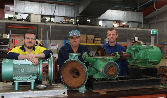 Mr Jones, Mr Holmes and TAFE Queensland Educational Team Leader for Engineering - Fitting and Machining Mr Jace Willocks
