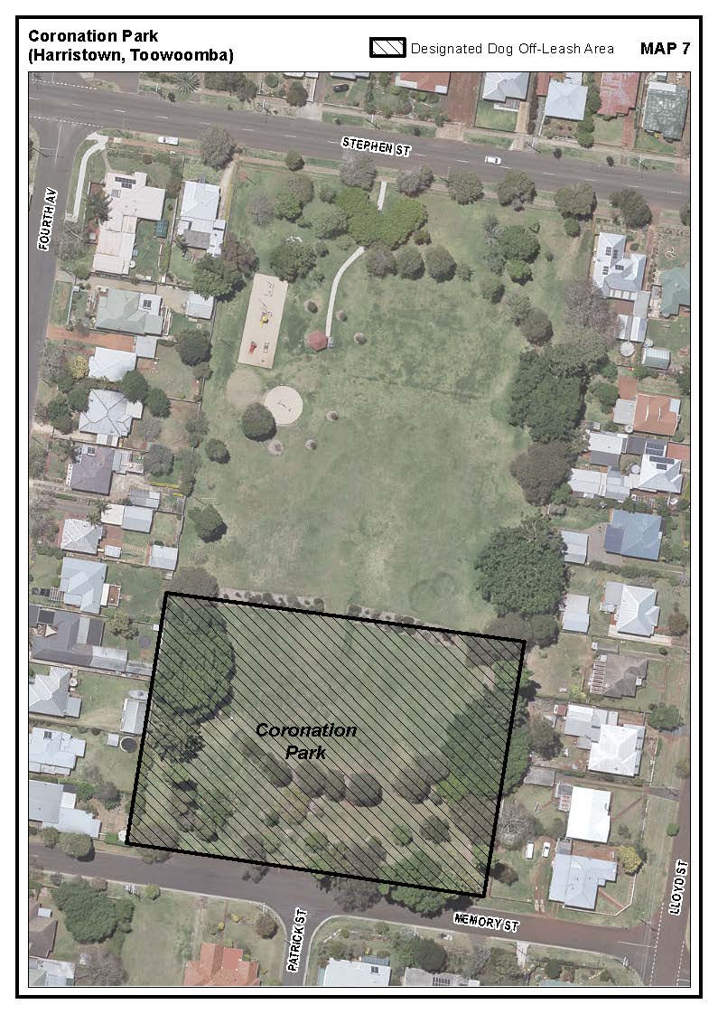 Coronation Park Harristown Dog off-leash map