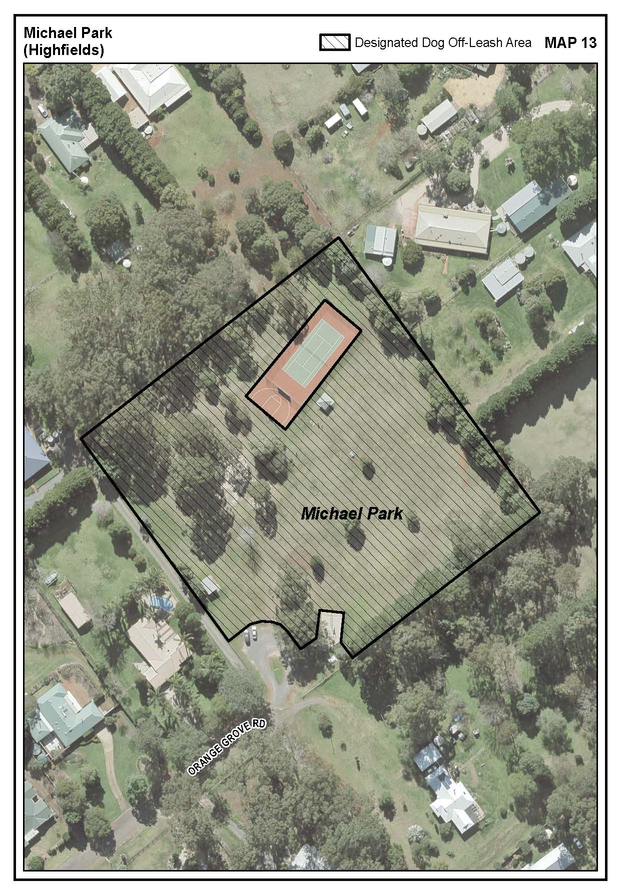 Michael Park Highfields dog off-leash map