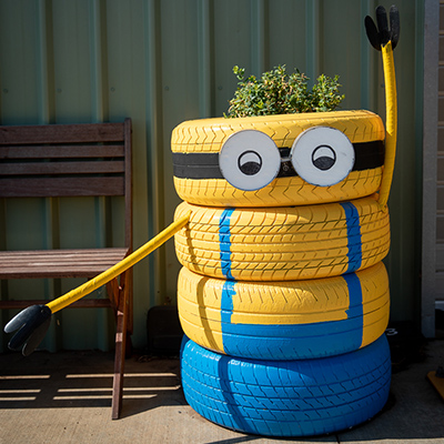 Minion made out of tyres