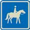 Horse and rider in blue square
